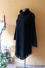 BORIS INDUSTRIES Fleece Kleid Fransen Gr 44 (3) NEU schwarz Rollkragen LAGENLOOK