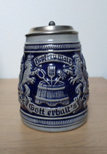 Bierkrug Relief Steingut Keramik Zinndeckel Handarbeit MR Marzi und Remi 0,5 Ltr