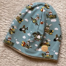 ♥ Warme Kinder Beanie Mütze ♥ KU 50 - 52 NEU Handmade *Hasi der Pilot*