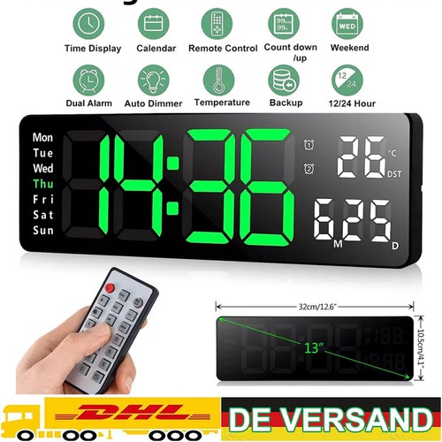 Led digital wanduhr mit datum - led,