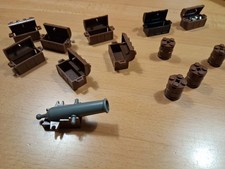 Lego 8 Schatzkisten, 4 Fässer, 1  Kanone, 1 Mülleimer, Gebraucht