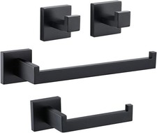 Bad Accessoires Set 4-teilig Schwarz Edelstahl Handtuchhalter WC-Haken Halter