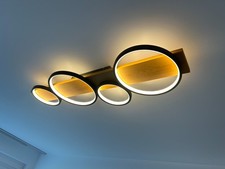 Trio LED-Deckenleuchte Deckenlampe Holz Schwarz 4000 Lumen mit Switch Dimmer