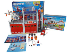 Playmobil 9462 6686 Große Feuerwache Hubschrauber Sound City gebraucht OVP