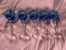5 Likörgläser Bleikristall blau ca. 10 cm