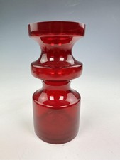 Alsterfors Glas Vase, Schweden 70er Jahre, rot umreift von Per Strom. Vintage Original.