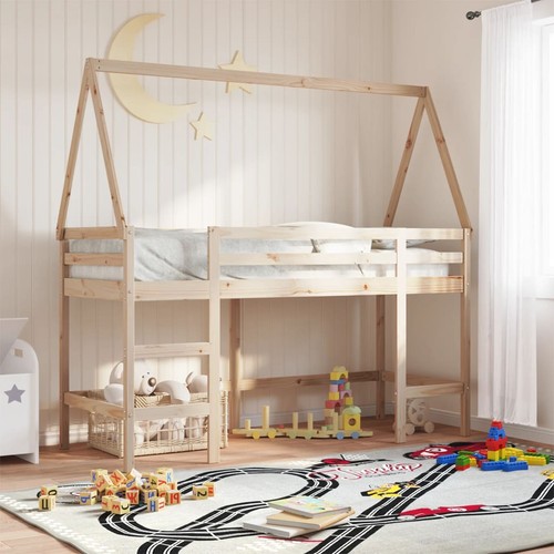 Hochbett mit leiter massivholz - hochbett,