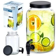 Glaskrug Getränkespender Zapfhahnflasche Glasspender mit Getränkehahn Glas 3 L