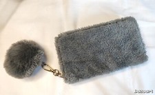 Portemonnaie XXL Plüsch viele Fächer groß Damen grau neu ohne Etikett 