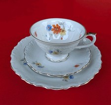 1929 Schumann Arzberg Sammeltasse Sammelgedeck Gold Blau Rot Gelb Relief Blüten