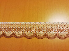 (€ 1,00/m)alte braun-beige-weiße Webborte Posamentenborte Bordüre Breite: 3,2 cm