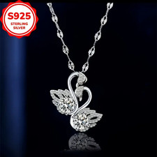 S925 silber schwan halskette - silber, schwan-halskette