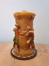 Große Vintage Stumpenkerze – 25 cm hoch - 2,5 kg - mit Ton Teller - Wirtshaus