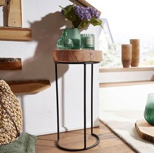 FineBuy Beistelltisch Massiv