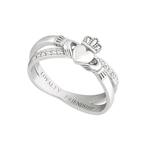Silver claddagh cross ring - claddagh,