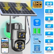 8MP 360° FUNK WLAN WIFI IP KAMERA AUßEN SOLAR ÜBERWACHUNGSKAMERA DUAL OBJEKTIV