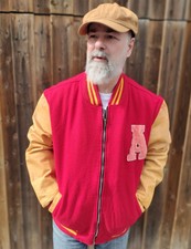 Collegejacke Nedeed XXL Lederärmel Baseballjacke Bomberjacke Vintagejacke