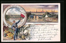 Künstler-AK Hamburg-Neustadt, Lombardsbrücke, Lotse mit Fahne 