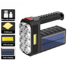 Extrem Helle USB/Solar Wiederaufladbare Taschenlampe LED Akku Handscheinwerfer