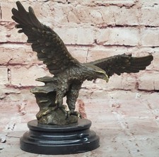 Original Signiert Vienna Bronze Adler Skulptur Österreich Art Déco Marmor Figur