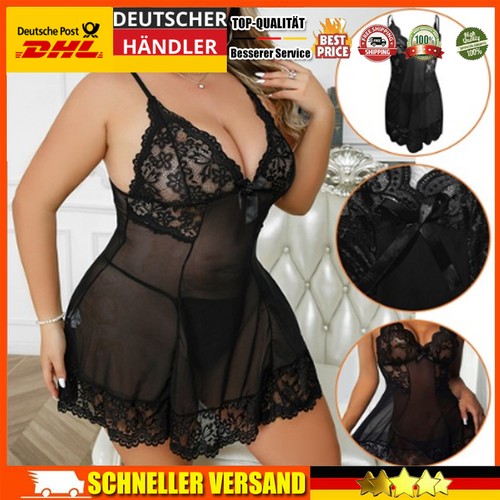 Damen negligé schwarz - damen, spitze