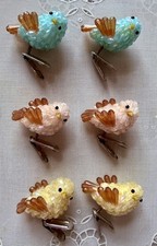 6 Vögel m. Clips & Perlen v