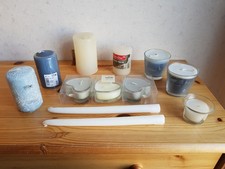 ?2,49 kg Kerzen blau weiß Herzkerzen Stumpenkerzen u.a. Konvolut Set?#g36