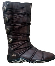 Stiefel Gr. 38 braun NEU Reißverschluss flach Boots Cowboy Streifen Halloween