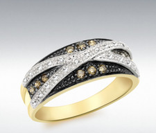 9ct Gelb Goldbraunes & Diamant