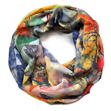 LoopSchal Seide Seidentuch Halstuch Tuch Schlauchschal Damen Farbverlauf Blumen 