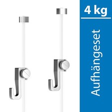Aufhängeset 4kg - 2 Bilderhaken und 2 Perlonseil mit Gleiter für Bilderschienen