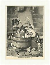 Wo ist der Fisch Kinder Holztrog Angel Klein Kaulbach Spielen Holzstich E 15682