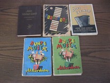5 alte Akkordeon-Bücher / Kein schöner Land / Bunte Musik /Allerhand / alles in