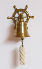 MESSINGGLOCKE  SCHIFFSGLOCKE MIT STEUERRAD (RUDER) ca. 5,5 cm MESSING-ANTIK