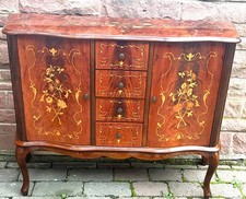 Wunderschöne Massivholz 4 Schubladen 2 Fach Intarsien Kommode 83 cm Hoch