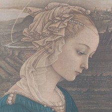 Altes Heiligenbild, Maria Magdalena, Leinen mit Rahmen