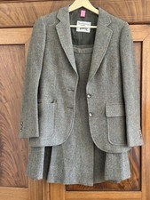 Vintage Kostüm, Burberry, Irish Tweed, Faltenrock, Blazer, Wolle