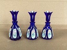 Antike alte Glas Flakon Karaffe Flasche mit Blauglas und Silbermontierung 4