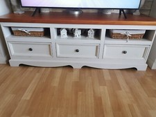 Lowboard /Landhausstil 160 cm breit, 50 cm tief, Weiss /honigfarben, ohne Deko