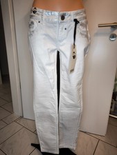 Coccara Damen Jeans Hose Gr 27 weiß Glanzeffekt