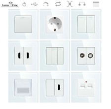 LUXUS-TIME Glas Dimmer Steckdosen USB Lichtschalter Wechselschalter Glasrahmen