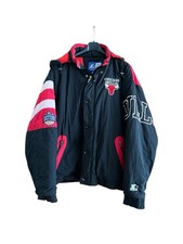 Vintage 90s NBA CHICAGO BULLS STARTER PUFFER JACKET FULL ZIP SIZE XL