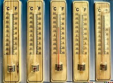 5 Thermometer 20cm Holz Zimmerthermometer Außenthermometer Holzthermometer innen