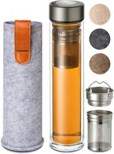 Teeflasche glas hellgrau mit - glas,