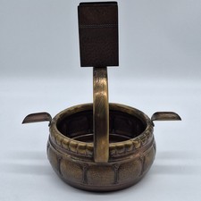 Vintage Metall Aschenbecher mit Streichholzschachtel Halter