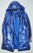 Weich Glanz Lack PU Regenjacke mit Kapuze Regenmantel Regen Mantel Jacke 42/M