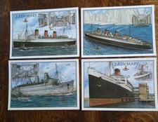 Modernes Postkartenset: Vier Queen Mary Ozeandampferkarten. Bernstein PC. Unbenutzt.