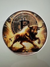 Silbermünze Silver Eagle 1 oz Bitcoin Bulle 2024 Farbe 999 Silber