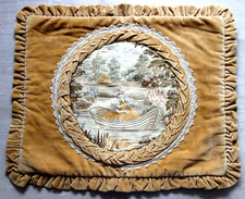 Edle Kissenhülle Brokatkissen Samt gelb 70er Vintage 54x46 cm