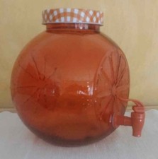 Saftspender Orange 6l Glas - Getränkespender Limobehälter Saftbehälter Zapfhahn